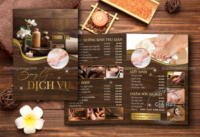 noi bat voi cac mau in menu spa doc dao