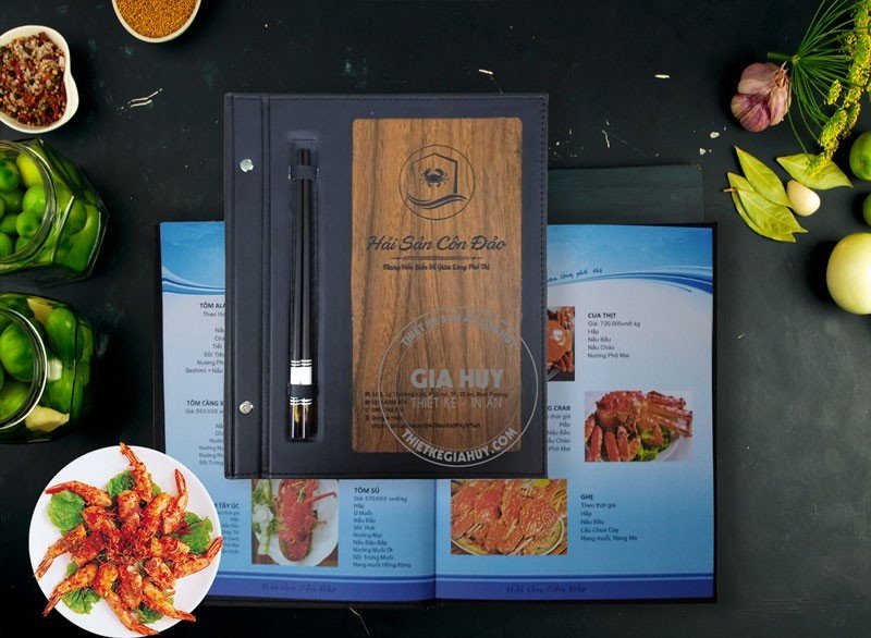 menu bia go thiet ke doc dao