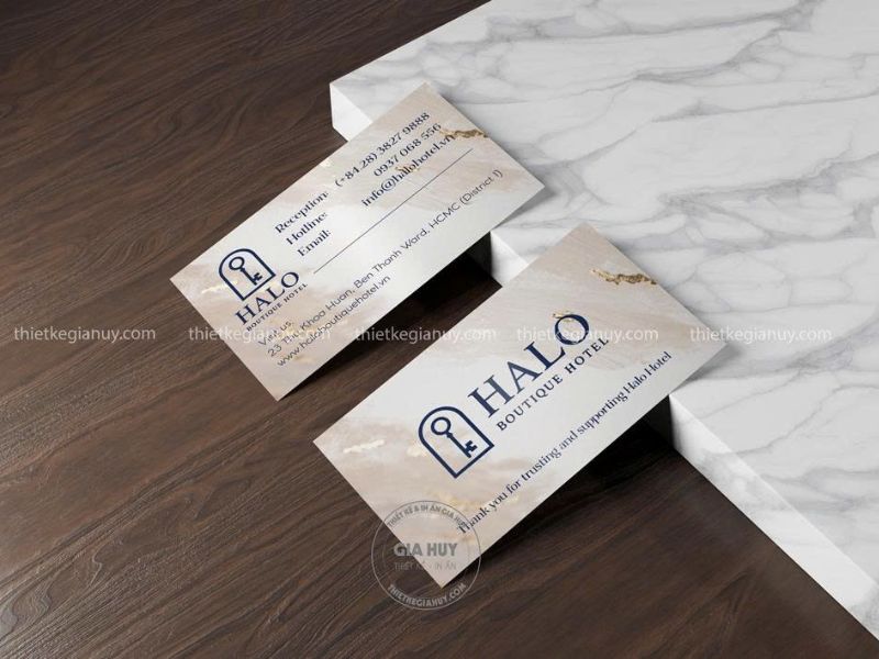 card visit khách sạn thiết kế vân đá sang trọng tinh tế