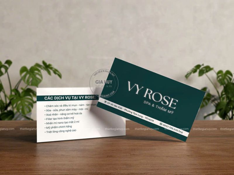 card visit spa và thẩm mỹ màu xanh lục bảo sang trọng